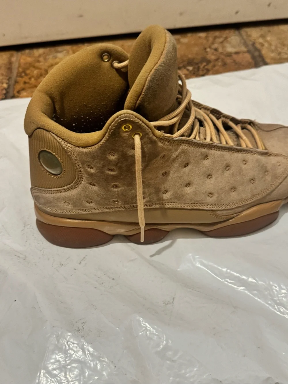 Jordan Men’s Tan Suede High-Top Basketball Shoes